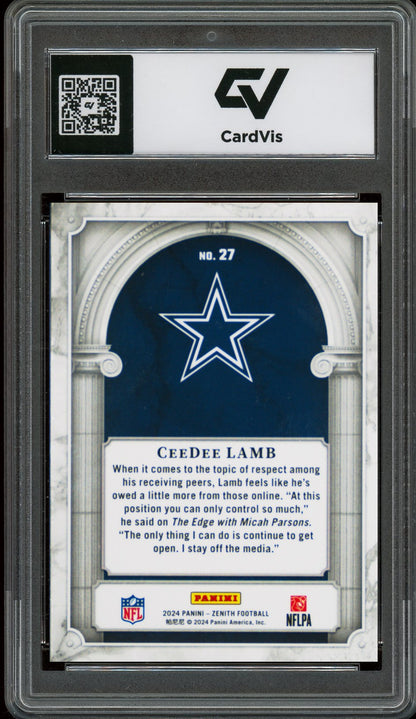 2024 Panini Zenith #27 CeeDee Lamb Z Marquee Graded 10 Gem Mint - Back