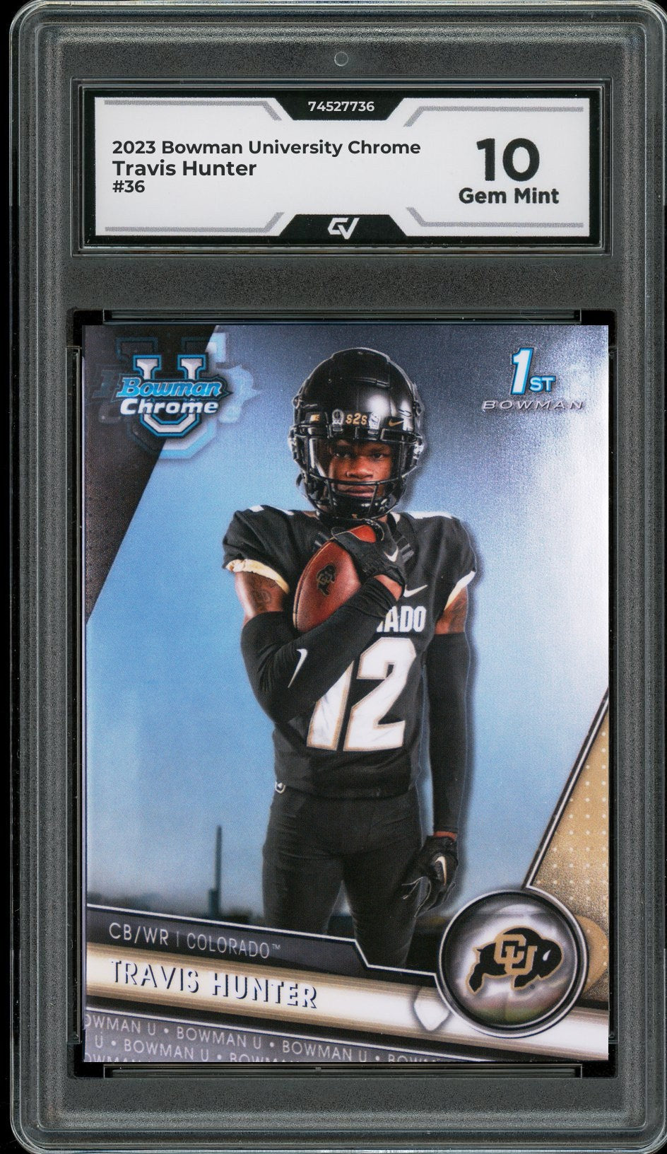 2023 Bowman University Chrome #36 Travis Hunter Rookie Card RC Graded 10 Gem Mint - Front