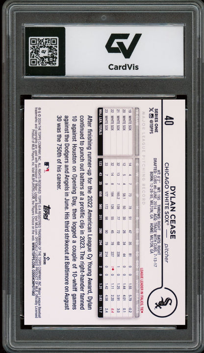 2024 Topps #40 Dylan Cease Yellow Graded 10 Gem Mint - Back