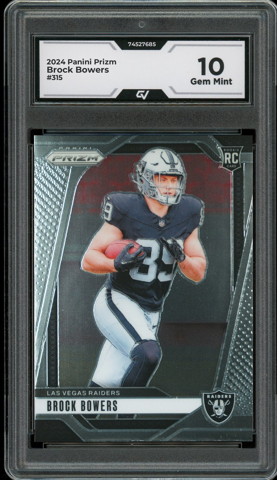 2024 Panini Prizm #315 Brock Bowers Rookie Card RC Graded 10 Gem Mint - Front