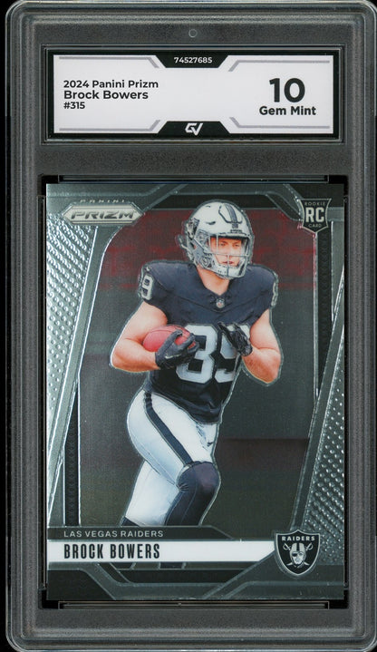 2024 Panini Prizm #315 Brock Bowers Rookie Card RC Graded 10 Gem Mint - Front