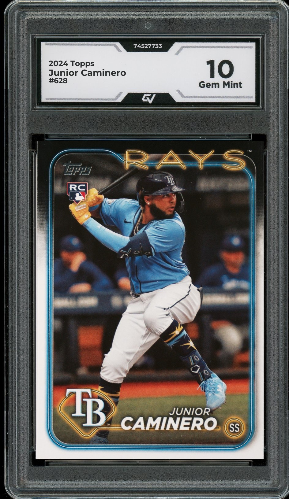 2024 Topps #628 Junior Caminero Rookie Card RC Graded 10 Gem Mint - Front