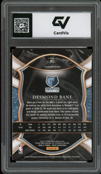 2020 Panini Select #90 Desmond Bane Rookie Card RC Graded 10 Gem Mint - Back