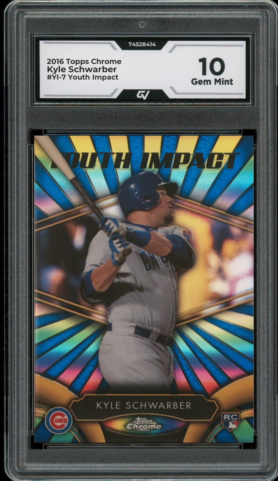 2016 Topps Chrome #YI-7 Kyle Schwarber Youth Impact Graded 10 Gem Mint - Front