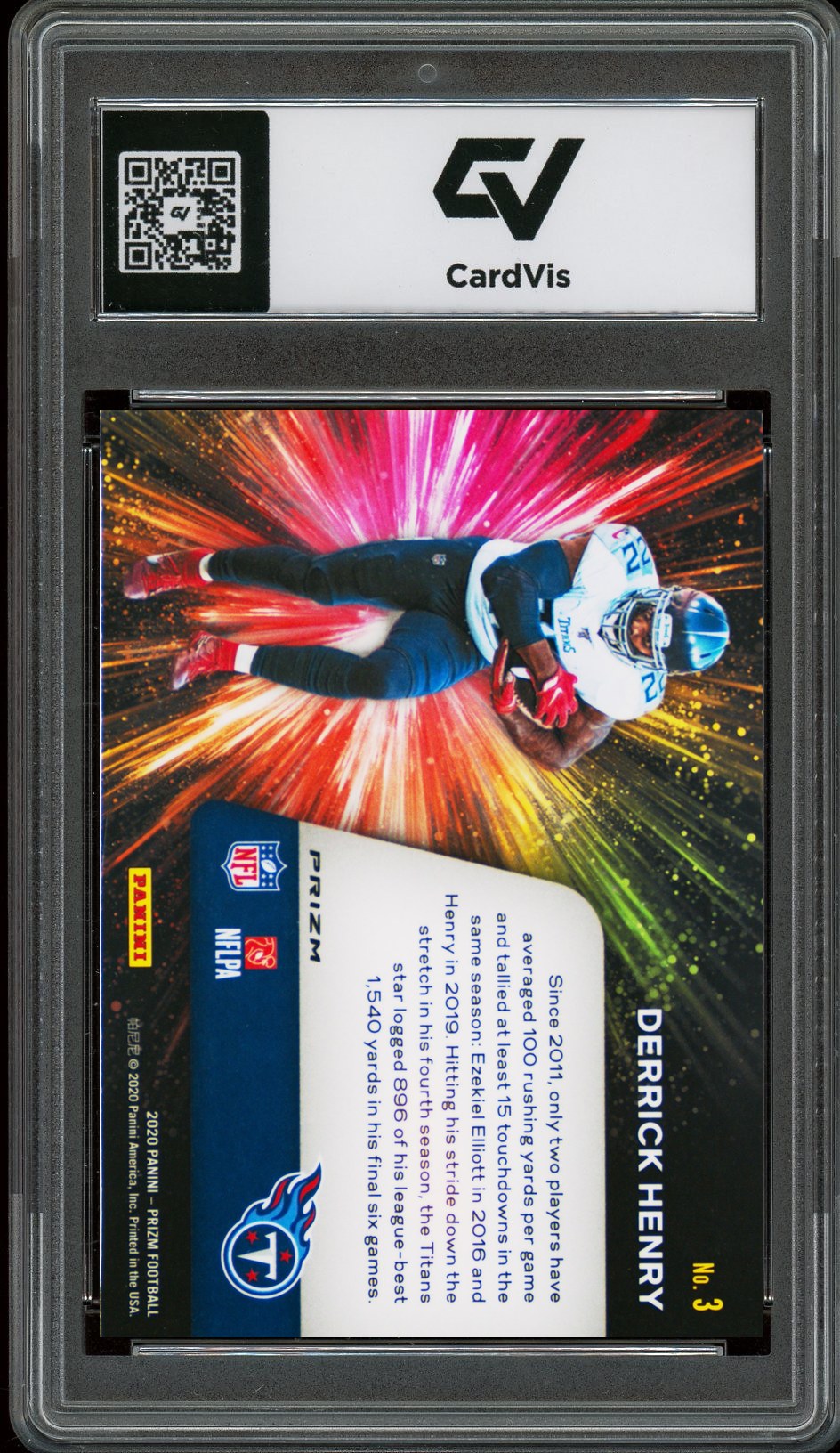 2020 Panini Prizm #3 Derrick Henry Fireworks Green Graded 10 Gem Mint - Back