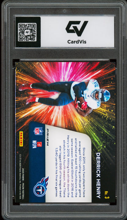 2020 Panini Prizm #3 Derrick Henry Fireworks Green Graded 10 Gem Mint - Back