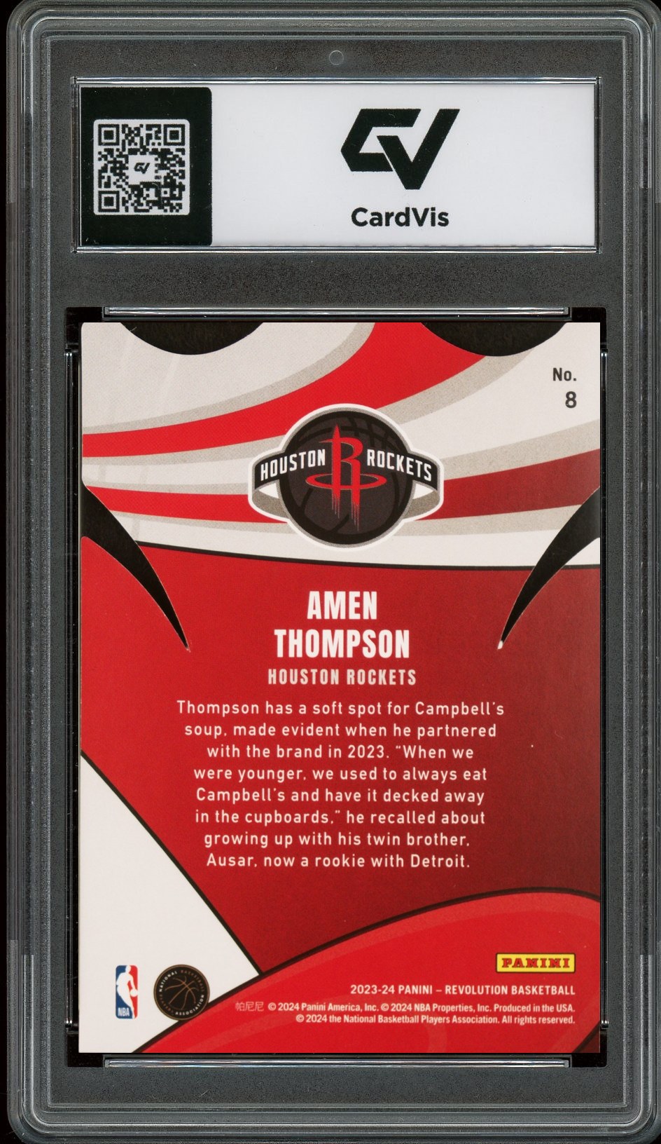 2023 Panini Revolution #8 Amen Thompson Liftoff! Rookie Card RC Graded 10 Gem Mint - Back