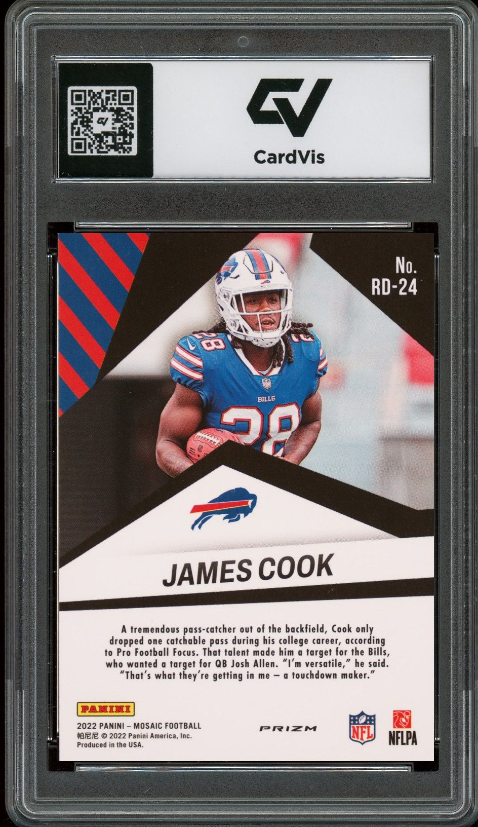 2022 Panini Mosaic #RD-24 James Cook Razzle Dazzle Rookie Card RC Graded 10 Gem Mint - Back