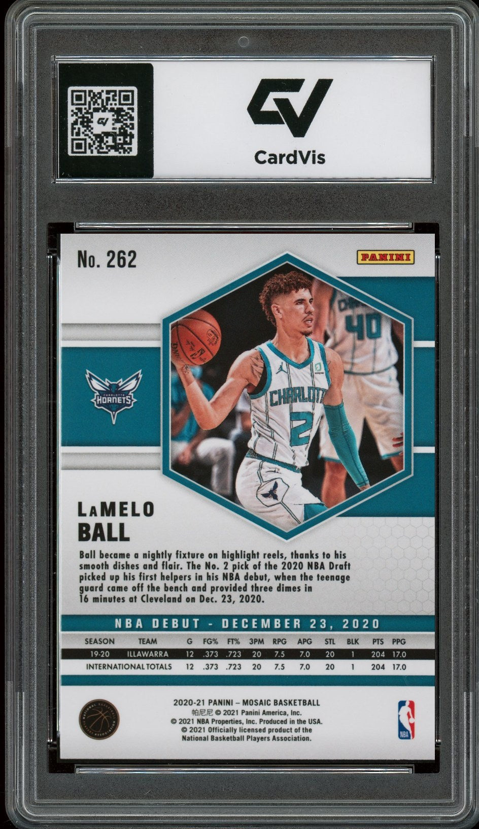 2020 Panini Mosaic #262 Lamelo Ball Rookie Card RC Graded 10 Gem Mint - Back