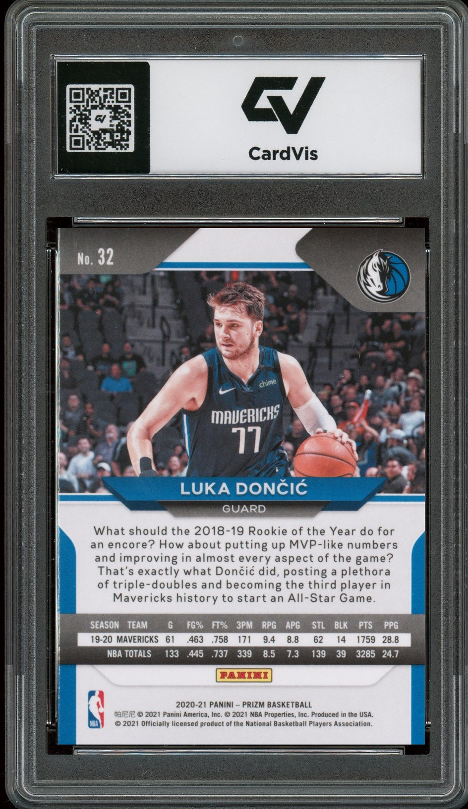 2020 Panini Prizm #32 Luka Doncic Graded 10 Gem Mint - Back