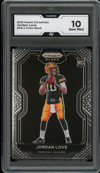 2020 Panini Chronicles #PB-4 Jordan Love Prizm Black Rookie Card RC Graded 10 Gem Mint - Front