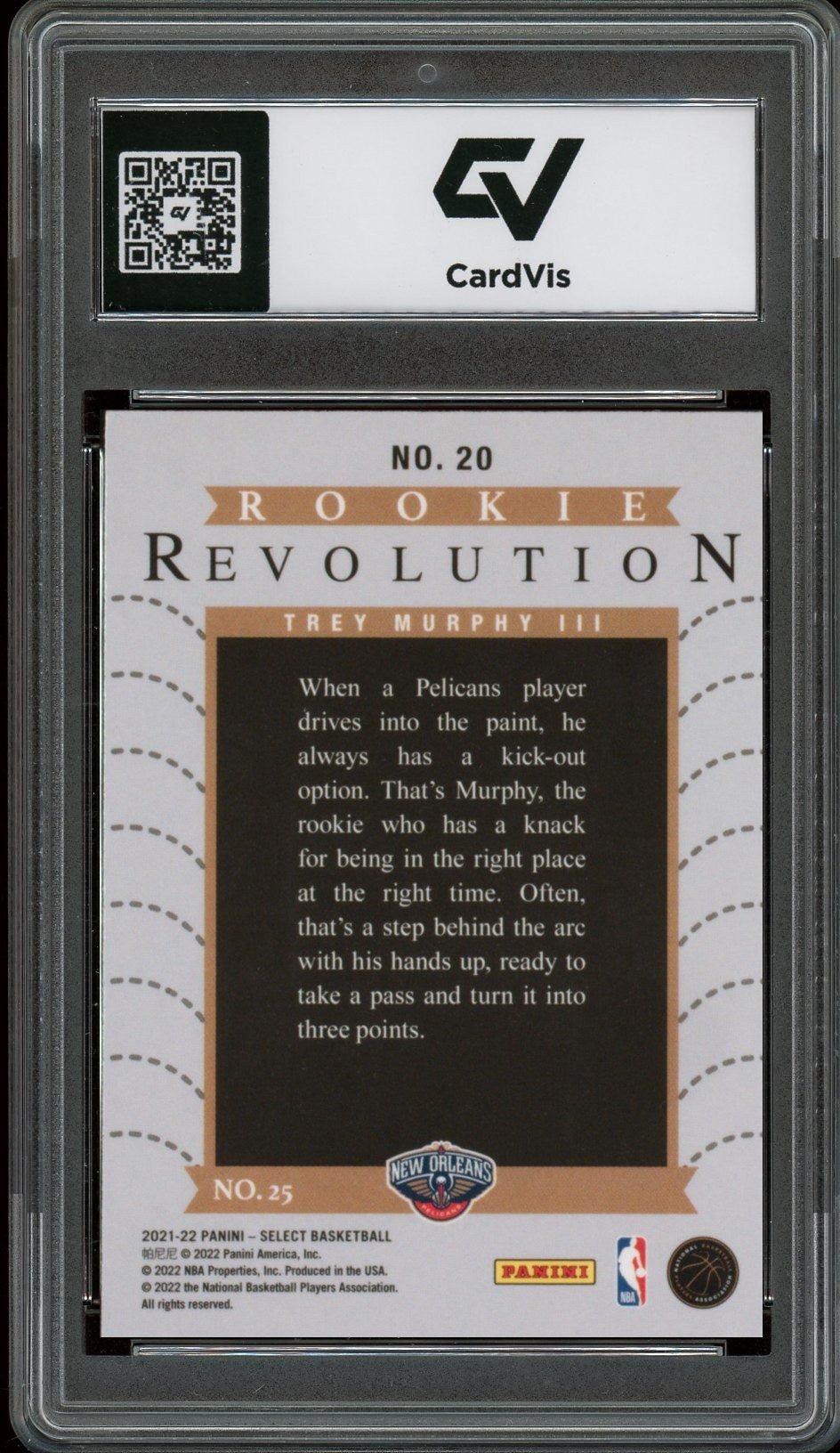 2021 Panini Select #20 Trey Murphy III Rookie Revolution Rookie Card RC Graded 10 Gem Mint - Back