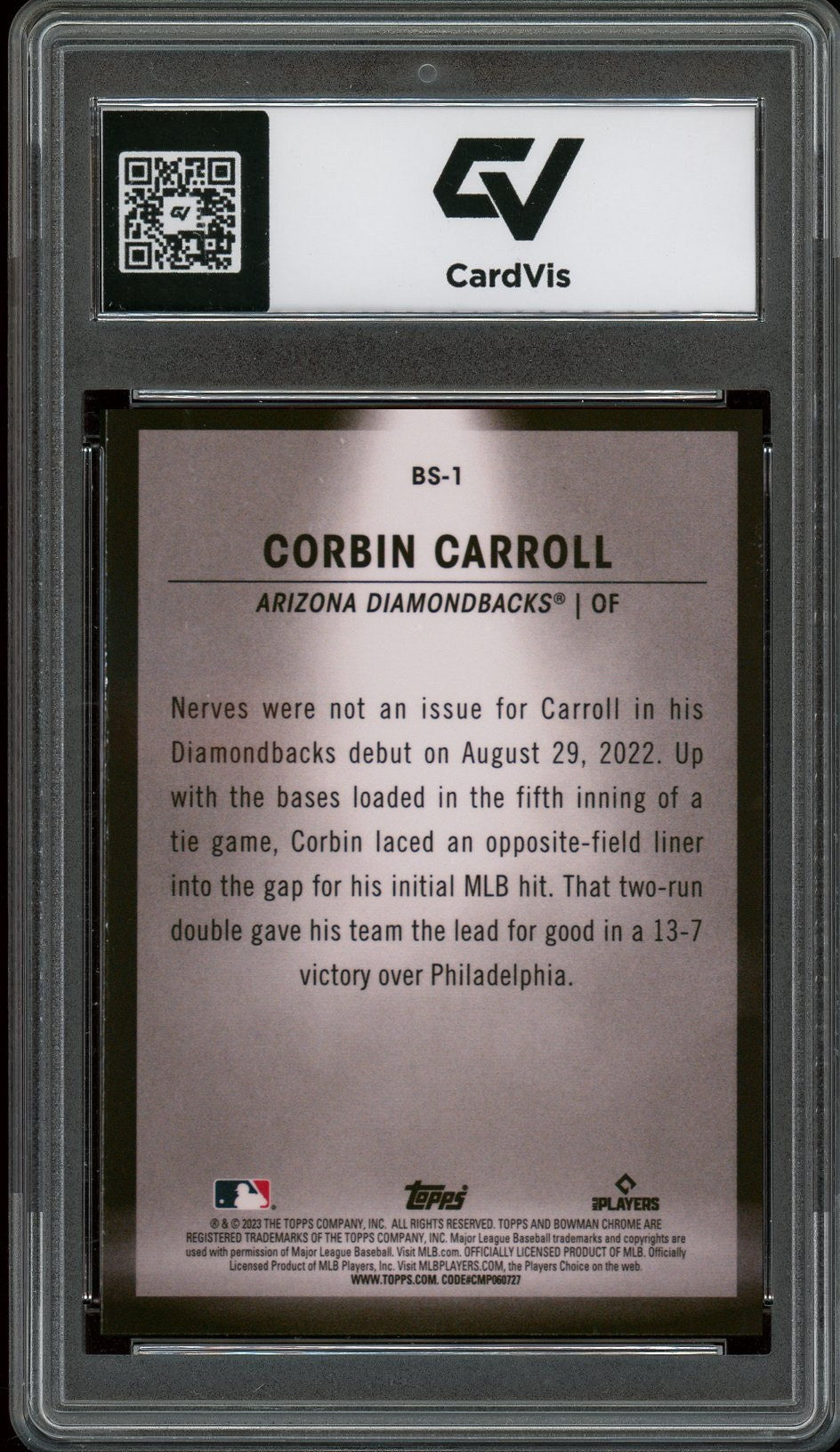 2023 Bowman #BS-1 Corbin Carroll Spotlights Rookie Card RC Graded 10 Gem Mint - Back