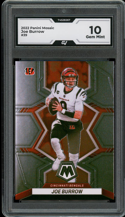 2022 Panini Mosaic #39 Joe Burrow Graded 10 Gem Mint - Front