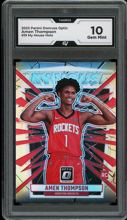 2023 Panini Donruss Optic #19 Amen Thompson My House Holo Rookie Card RC Graded 10 Gem Mint - Front