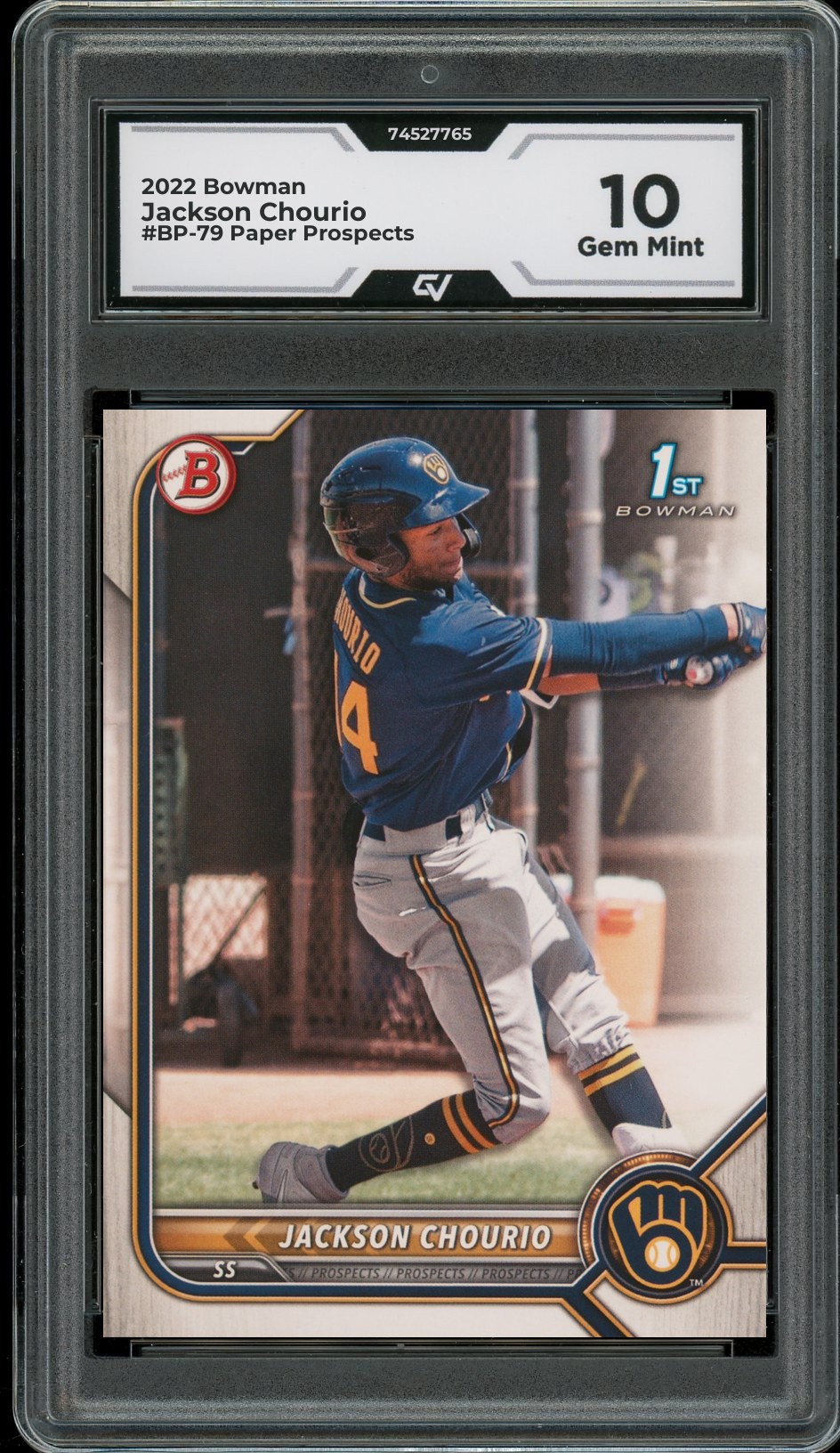 2022 Bowman #BP-79 Jackson Chourio Paper Prospects Rookie Card RC Graded 10 Gem Mint - Front