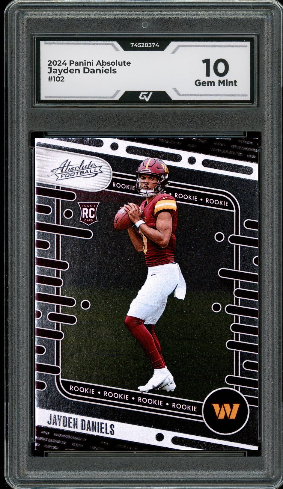 2024 Panini Absolute #102 Jayden Daniels Rookie Card RC Graded 10 Gem Mint - Front