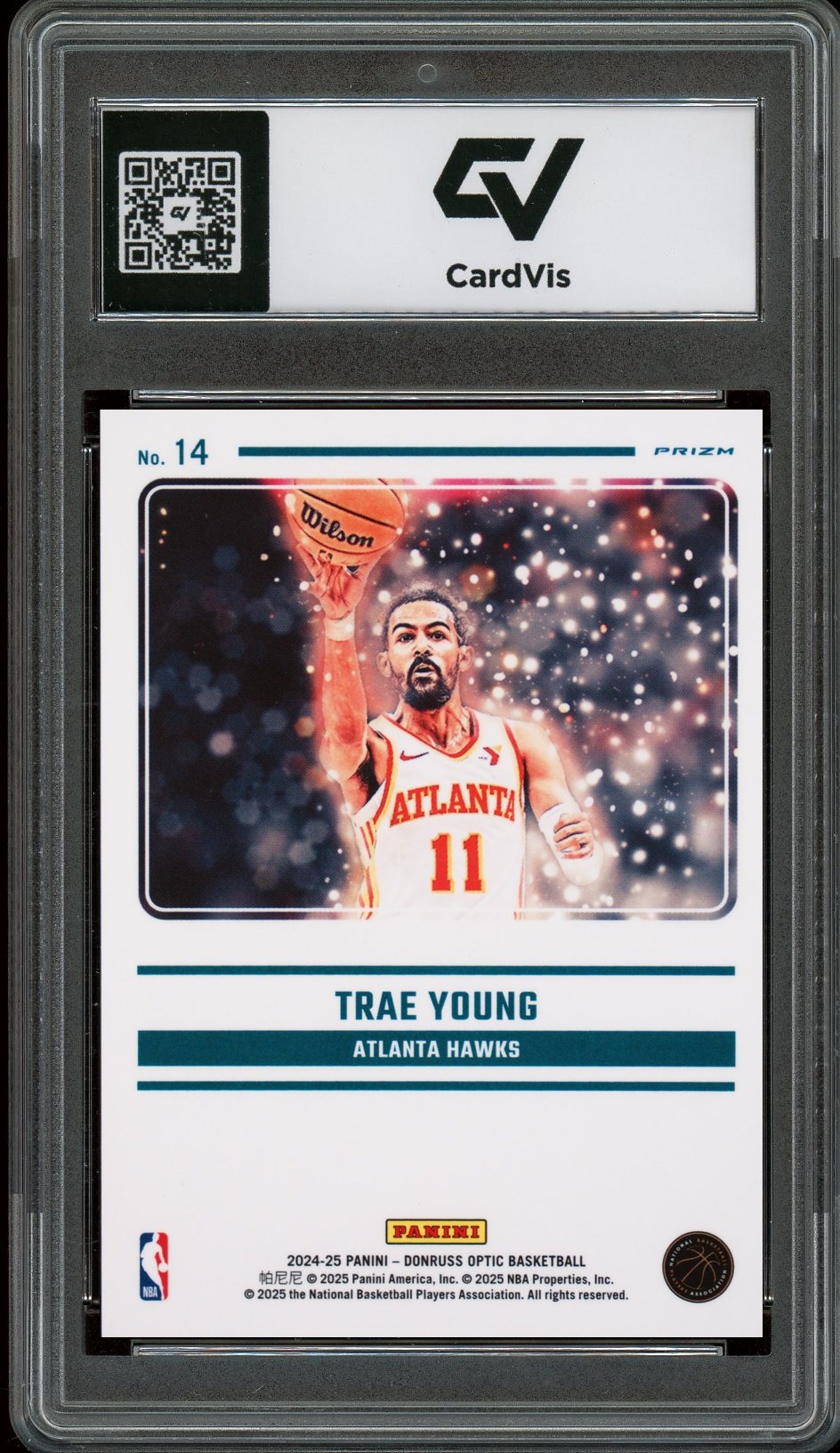 2024 Panini Donruss Optic #14 Trae Young Mythical Graded 10 Gem Mint - Back