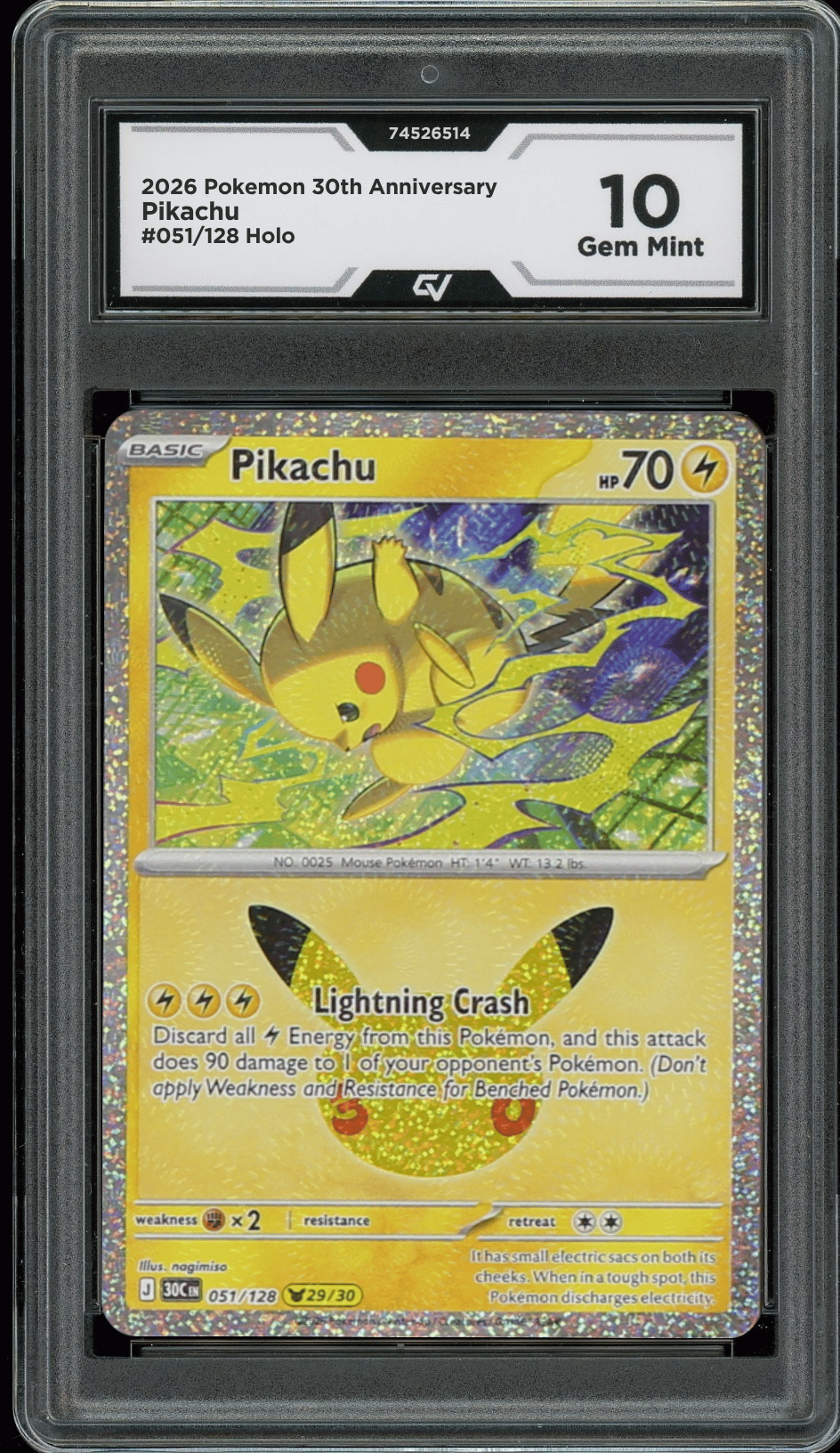 2026 Pokemon 30th Anniversary #051/128 Pikachu Holo Graded 10 Gem Mint Presale