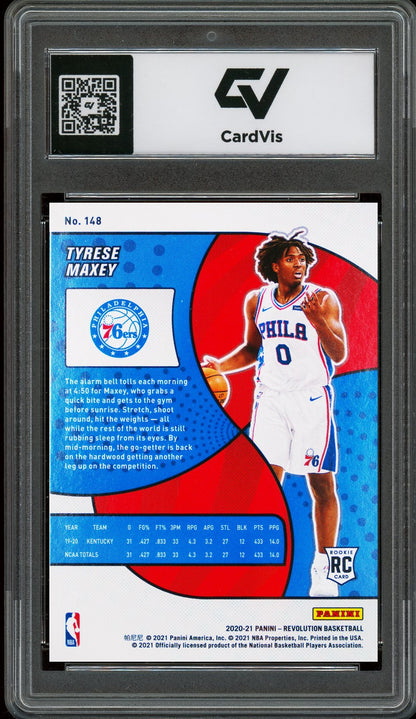 2020 Panini Revolution #148 Tyrese Maxey Rookie Card RC Graded 10 Gem Mint - Back