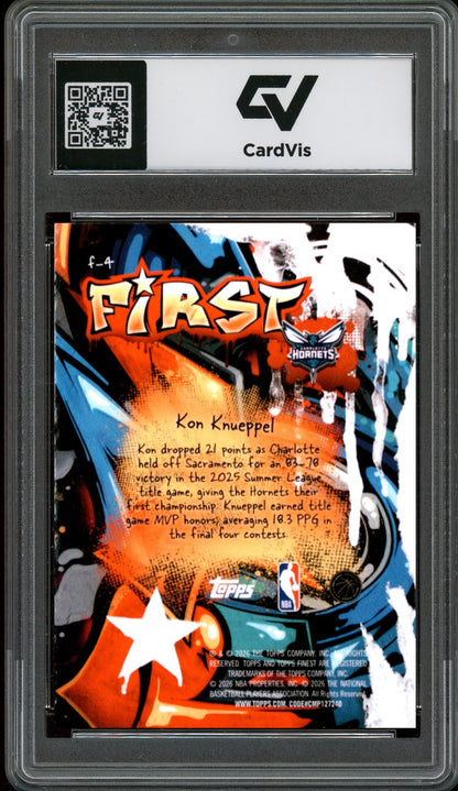 2025 Topps Finest #F-4 Kon Knueppel First Rookie Card RC Graded 10 Gem Mint - Back