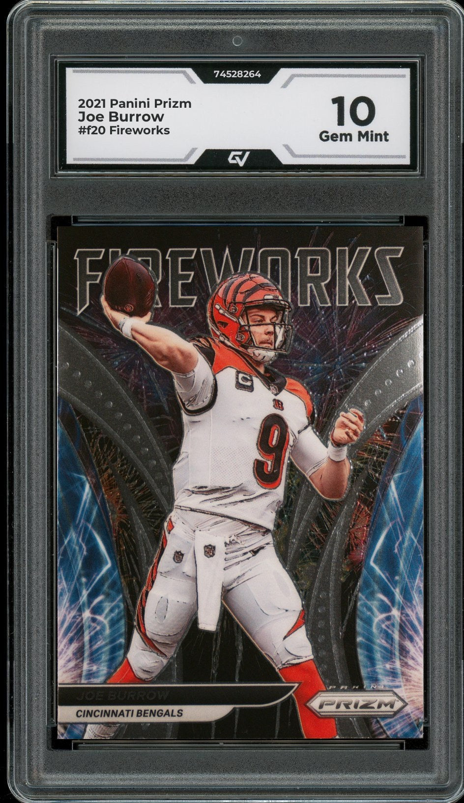 2021 Panini Prizm #f20 Joe Burrow Fireworks Graded 10 Gem Mint - Front