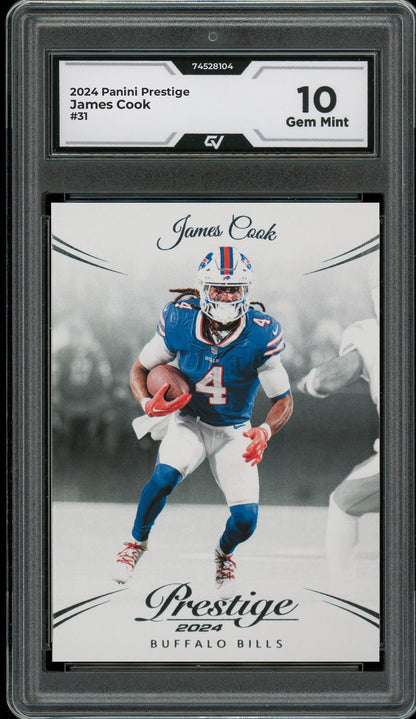 2024 Panini Prestige #31 James Cook Graded 10 Gem Mint - Front