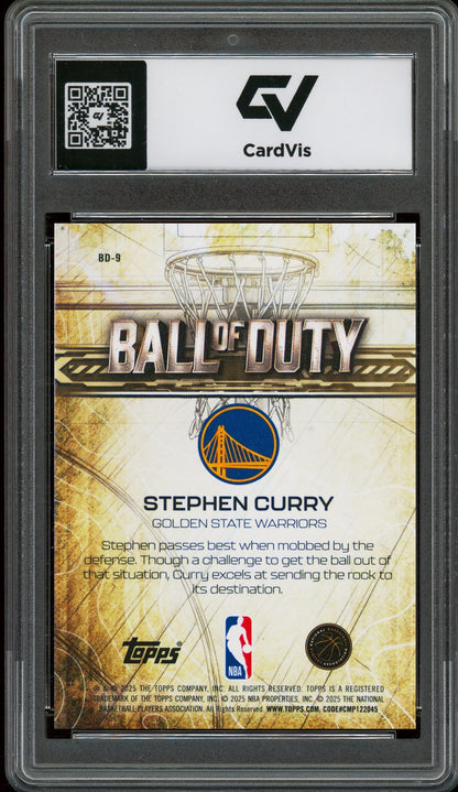 2025 Topps Chrome #BD-9 Stephen Curry Ball Of Duty Graded 10 Gem Mint - Back