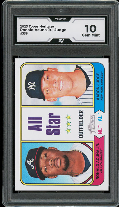 2023 Topps Heritage #336 Ronald Acuna Jr., Judge Graded 10 Gem Mint - Front