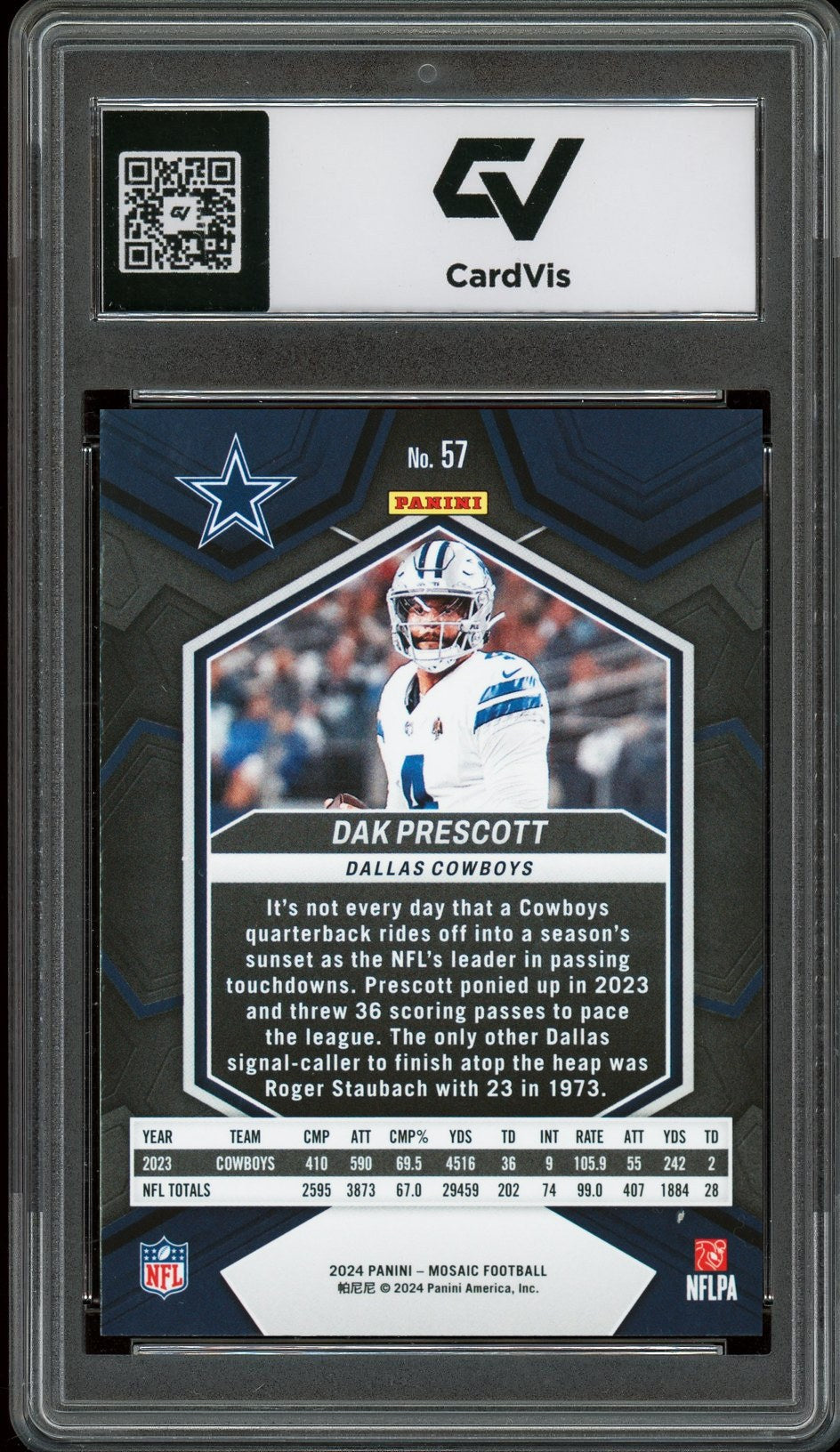 2024 Panini Mosaic #57 Dak Prescott Graded 10 Gem Mint - Back