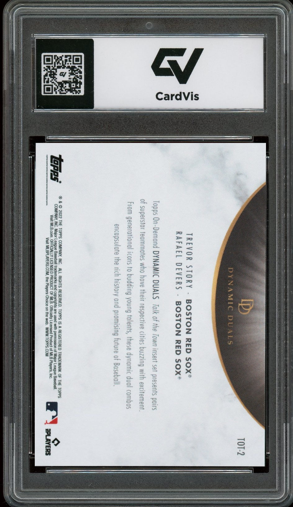 2022 Topps Dynamic Duals #2 Trevor Story / Rafael Devers Talk Of The Town Graded 10 Gem Mint - Back