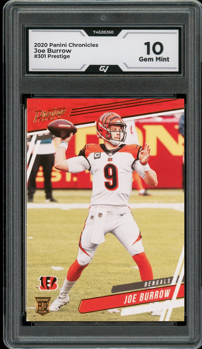 2020 Panini Chronicles #301 Joe Burrow Prestige Rookie Card RC Graded 10 Gem Mint - Front
