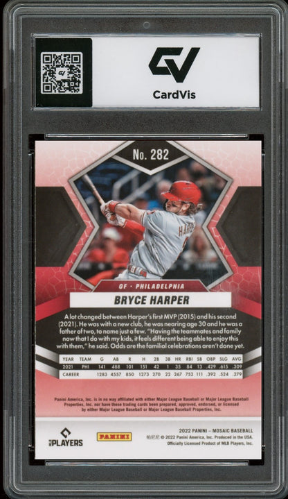 2022 Panini Mosaic #282 Bryce Harper Graded 10 Gem Mint - Back