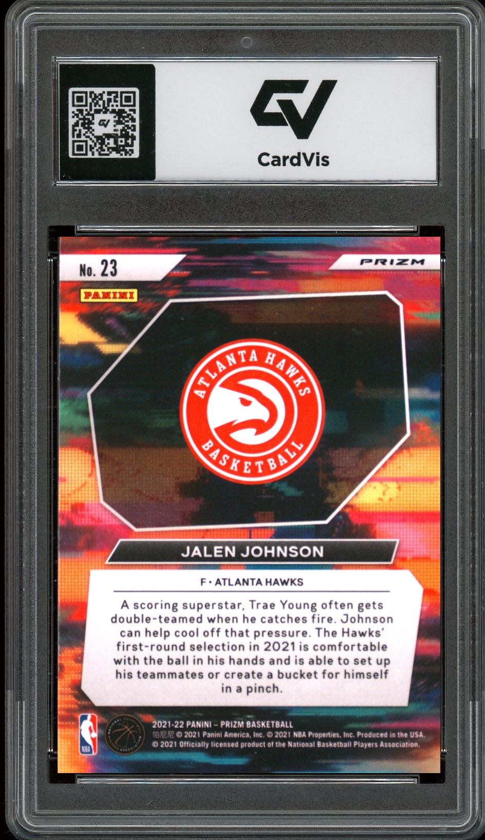 2021 Panini Prizm #23 Jalen Johnson Instant Impact Silver Rookie Card RC Graded 10 Gem Mint - Back