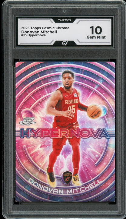 2025 Topps Cosmic Chrome #15 Donovan Mitchell Hypernova Graded 10 Gem Mint - Front