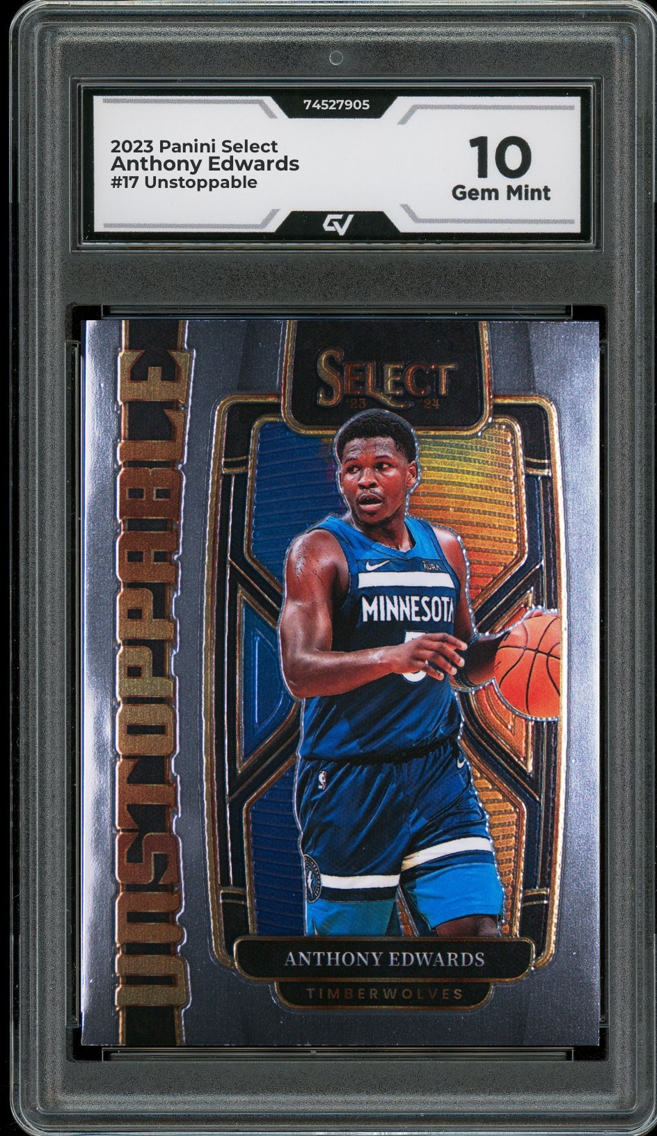 2023 Panini Select #17 Anthony Edwards Unstoppable Graded 10 Gem Mint - Front