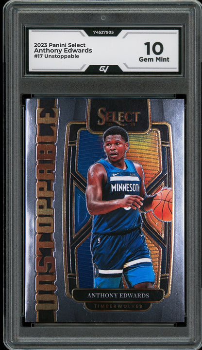 2023 Panini Select #17 Anthony Edwards Unstoppable Graded 10 Gem Mint - Front
