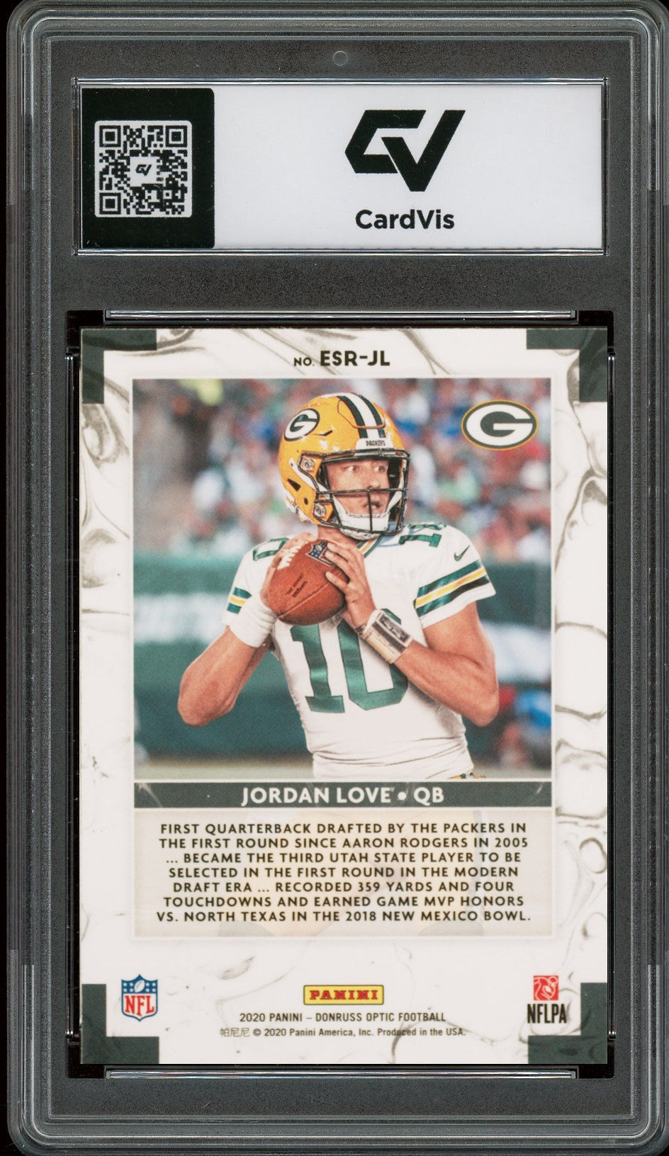 2020 Panini Donruss Optic #ESR-JL Jordan Love Elite Series Rookies Rookie Card RC Graded 10 Gem Mint - Back