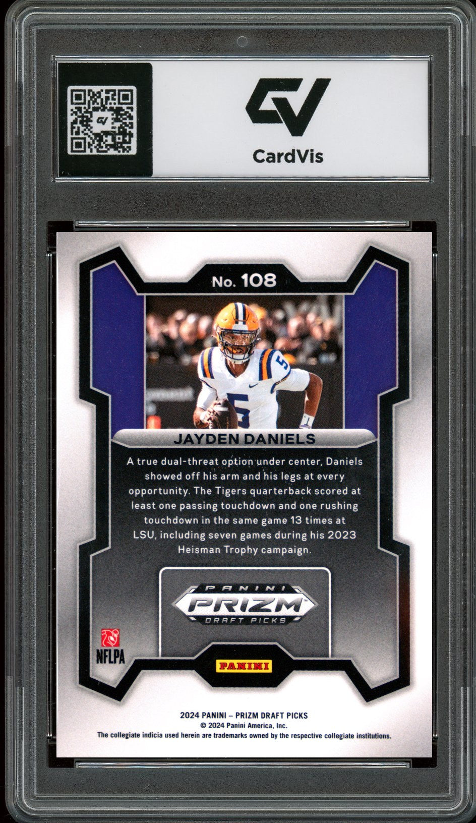 2024 Panini Prizm Draft Picks #108 Jayden Daniels Rookie Card RC Graded 10 Gem Mint - Back