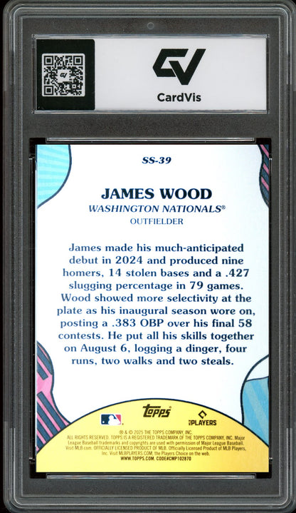 2025 Topps #SS-39 James Wood Summer Superstars Rookie Card RC Graded 10 Gem Mint - Back