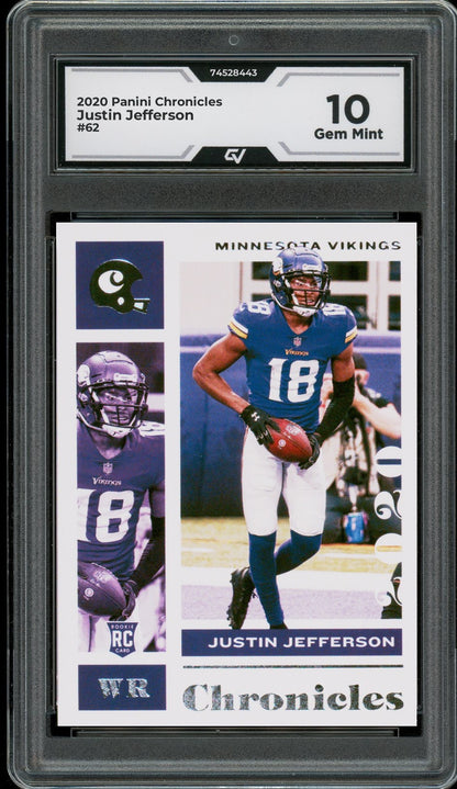 2020 Panini Chronicles #62 Justin Jefferson Graded 10 Gem Mint - Front