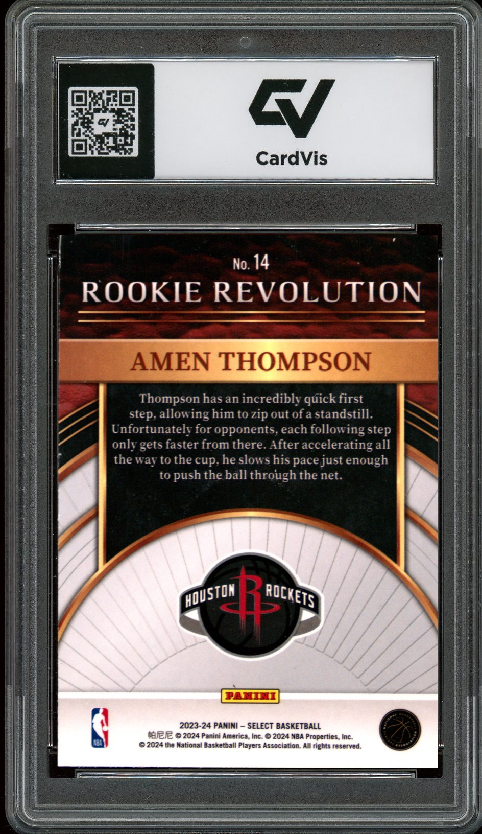 2023 Panini Select #14 Amen Thompson Rookie Revolution Rookie Card RC Graded 10 Gem Mint - Back