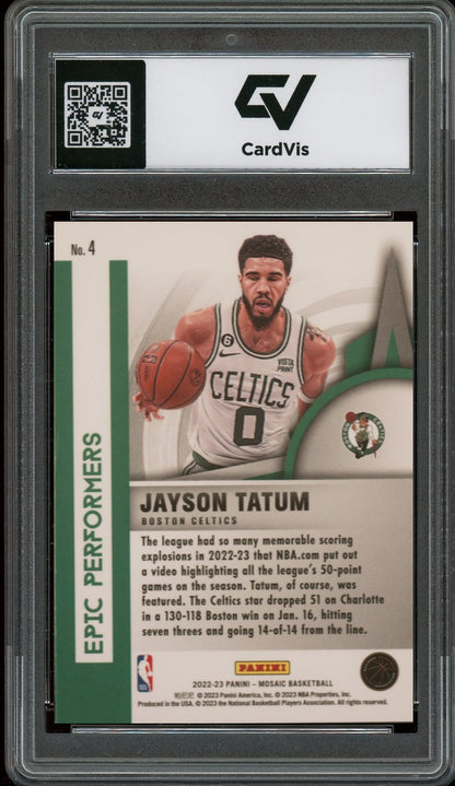 2022 Panini Mosaic #4 Jayson Tatum Epic Performers Graded 10 Gem Mint - Back