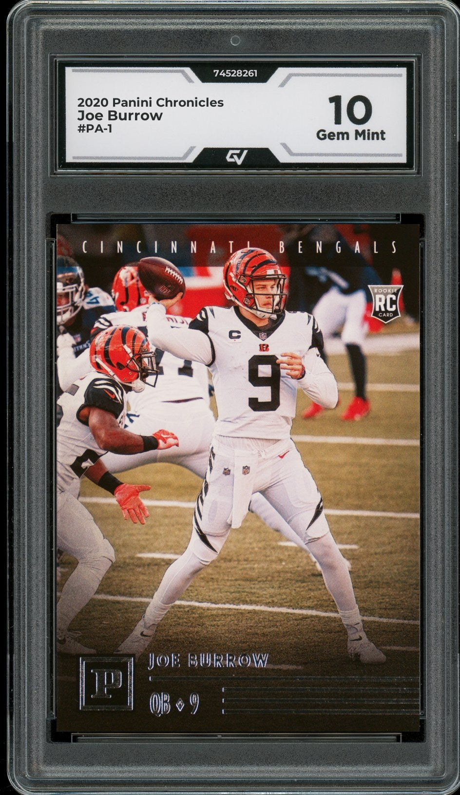 2020 Panini Chronicles #PA-1 Joe Burrow Rookie Card RC Graded 10 Gem Mint - Front