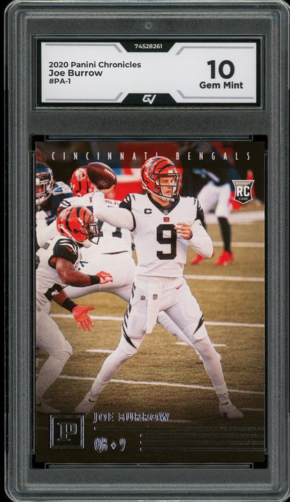 2020 Panini Chronicles #PA-1 Joe Burrow Rookie Card RC Graded 10 Gem Mint - Front