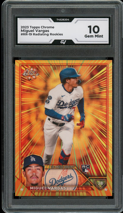 2023 Topps Chrome #RR-19 Miguel Vargas Radiating Rookies Rookie Card RC Graded 10 Gem Mint - Front
