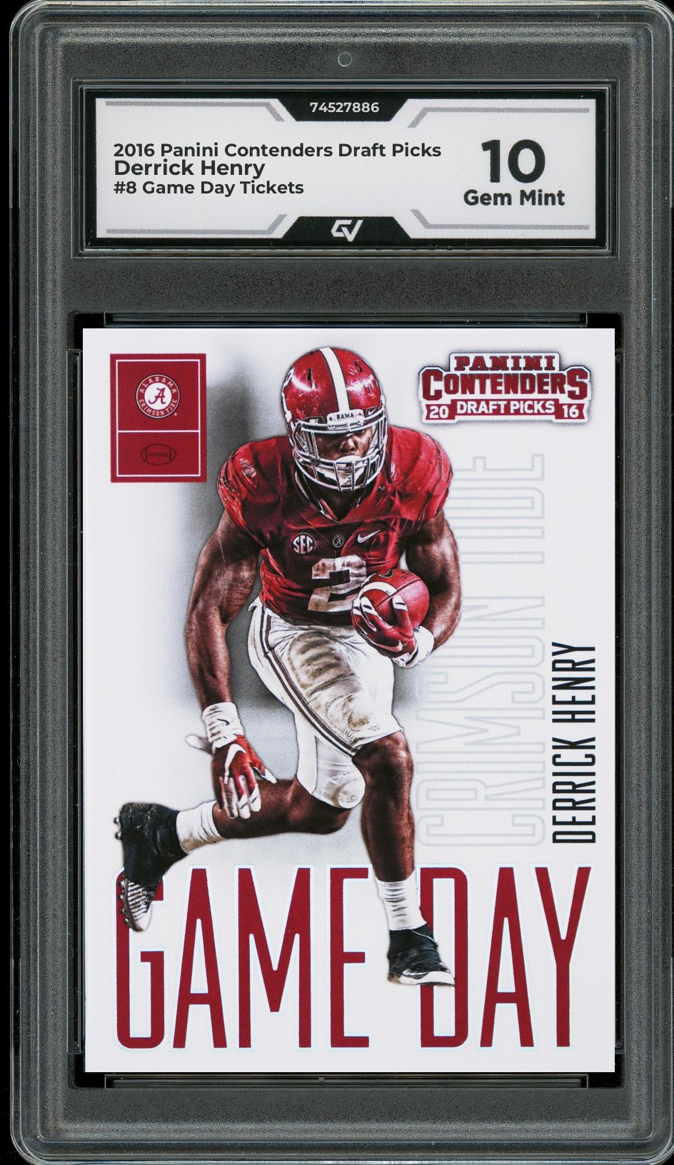 2016 Panini Contenders Draft Picks #8 Derrick Henry Game Day Tickets Rookie Card RC Graded 10 Gem Mint - Front