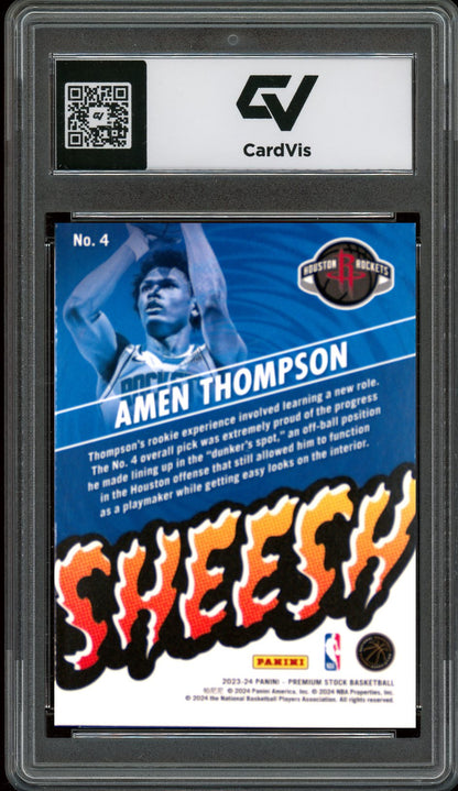 2023 Panini Hoops Premium #4 Amen Thompson Sheesh Rookie Card RC Graded 10 Gem Mint - Back