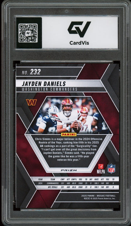 2025 Panini Mosaic #232 Jayden Daniels Prizm Graded 10 Gem Mint - Back
