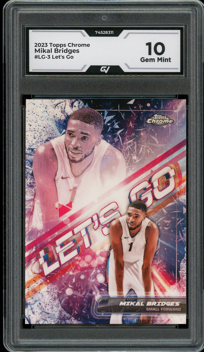 2023 Topps Chrome #LG-3 Mikal Bridges Let's Go Graded 10 Gem Mint - Front